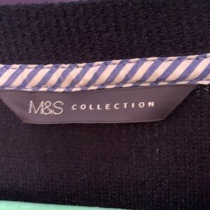 M&S Collection Black Knit Top with Blue-White Trim